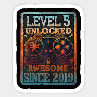 Level 5 Unlocked 5 Year Old 5Th Birthday Gamer Boys Kids Sticker